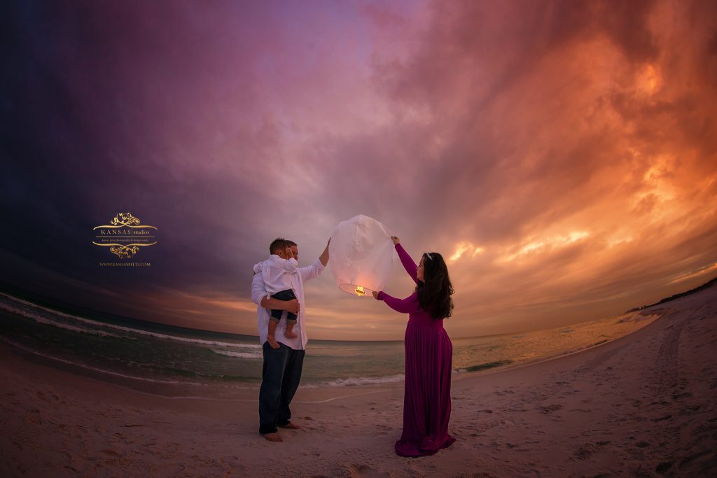 Chinese paper lanterns on the beach 