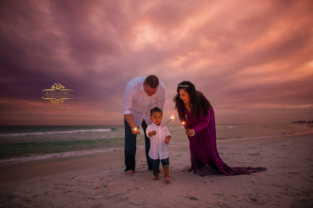 sparklers on the beach 
