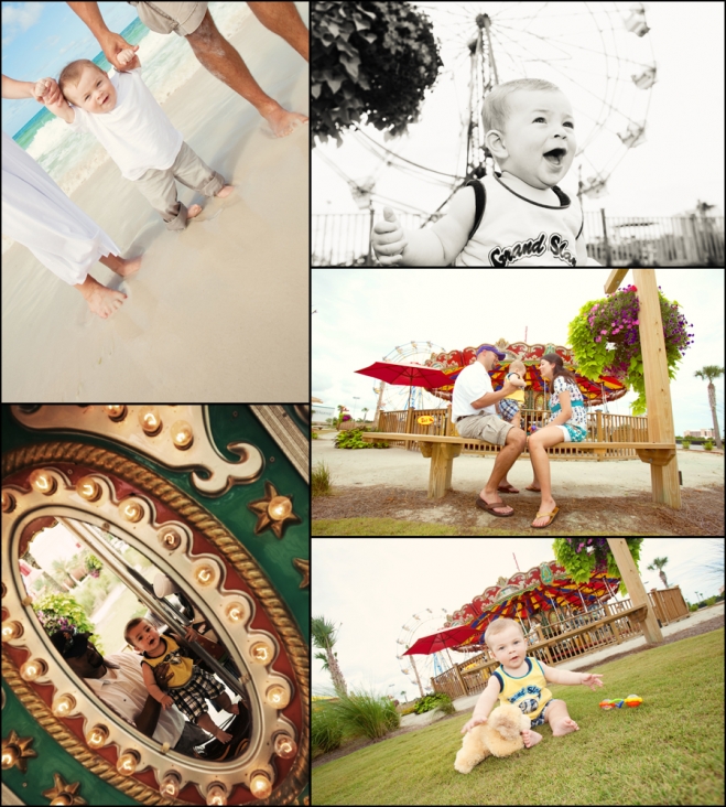 the lacombe family at pier park & the beach at pier park, near the amusement park at pier park and family beach portraits near the public pier