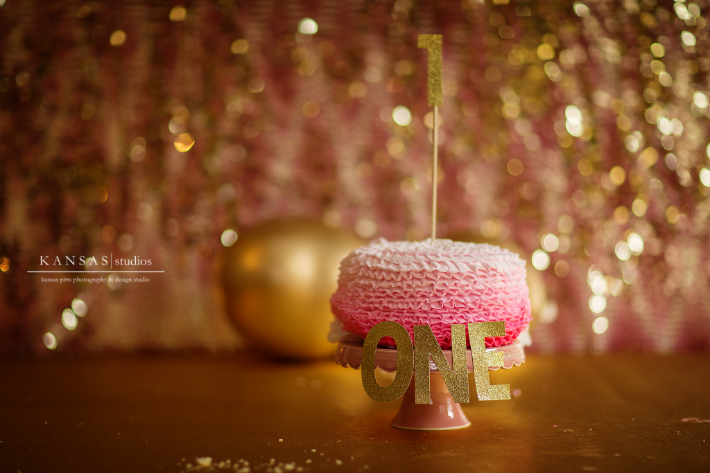 Ombre pink and Gold Cake Smash Kansas Pitts